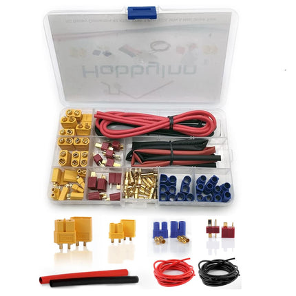RC Lipo Battery Connectors Kit Deans T XT30 XT60 EC3 Male & Female Plug Adapter Connectors with Silicone Wire & Heat shrink Tube for DIY Accessories