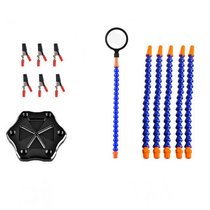 Solder Helping Hands Station Soldering Third Hand Tool with 6pcs of Flexible Arms 3xMagnifying Glass Clamp Swivel Holder