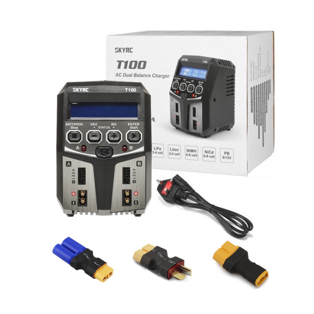 SKYRC T100 dual lipo battery charger 5A 2x50W for LiPo Li-Ion LiHV LiFe NiMH Balance Charging Pb AGM