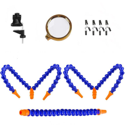 Soldering Helping Hands Station Soldering Third Hand Tool 5pcs of Flexible Arms Magnifying Glass Clamp Swivel Holder