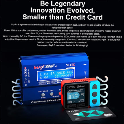 SKYRC B6 neo Lipo Battery Balance Charger Dis-charger LiFe LiIon LiHV 1-6cells NiMH NiCd 1-15cells Pb 3S 6S DC200W