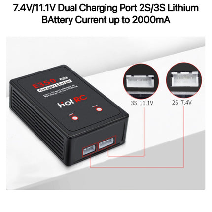 HotRC E350 2S 3S Lipo Battery Charger 25W 7.4V 11.1V Balance Charging UK AC Plug