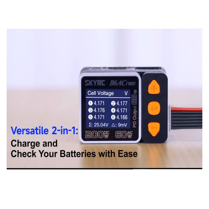 SKYRC B6AC neo RC Lipo Battery Charger Balance Charging Dis-Charge 2S-6S Multi Function 60W AC / 200W DC Dual Powered LiFe LiHV NiMH Lilon with Lipo Safe Bag