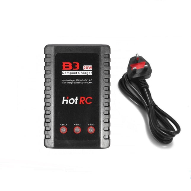 2S 3S RC Lipo Battery Charger 20W 7.4V 11.1V HotRC B3 Balance Charging AC UK Plug