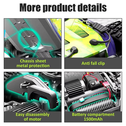 4wd RC Monster Truck Off Road Vehicle 1/18 2.4G Remote Control Car 40km with 2*Batteries include Remote Batteries