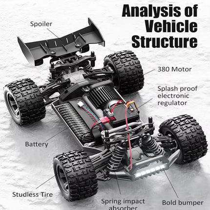 4wd RC Monster Truck Off Road Vehicle 1/18 2.4G Remote Control Car 40km with 2*Batteries include Remote Batteries
