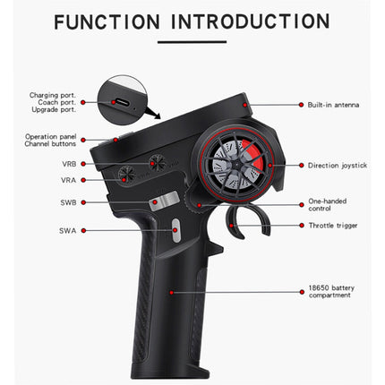 RC Transmitter Receiver Radio Control 10Channel HOTRC CT-10B 2.4ghz with Rechargable Battery