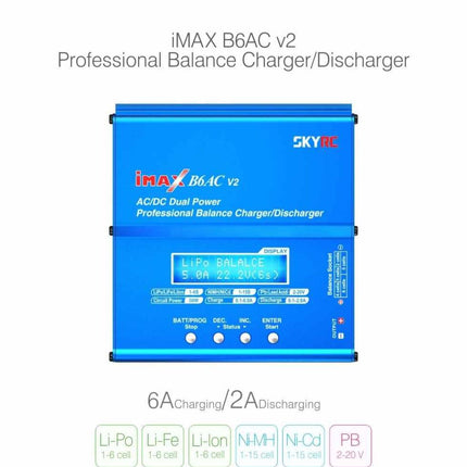 SKYRC iMax B6AC V2 RC Lipo Battery Balance RC Battery Charger LiFe LiHV NiMH Lithium-Ion with Lipo Safe Bag U.K