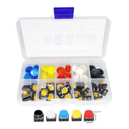 25pcs Tactile Switch Cap Push Button  4 Pins SMD PCB Micro Momentary Tact Assortment Kit